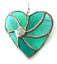 Teal Swirl Heart Stained Glass Suncatcher  - Image 4