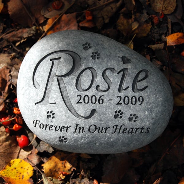 Pet Memorial Stone Grave Marker. Personalised Pet Loss Garden Headstone - Medium