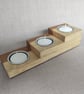 Triple Upcycled Wooden Tealight Holder Reclaimed Wood Candle Gift - Image 6
