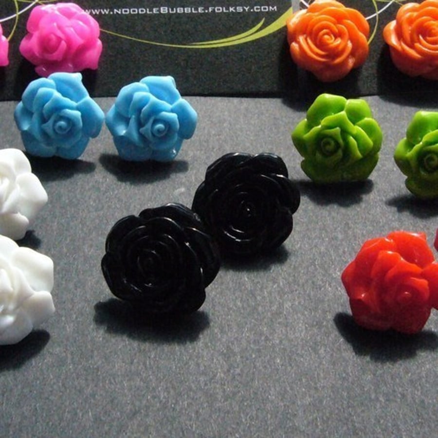 Turquoise Rose Earrings