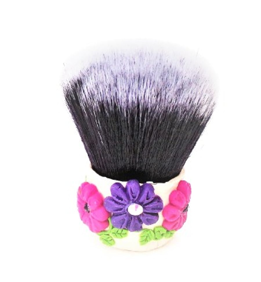 Pink and Purple Floral Cosmetic Brush.
