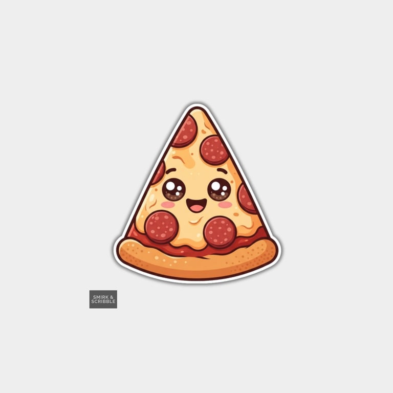 Funny Vinyl Die Cut Sticker For Adults - Cute Kawaii Pizza