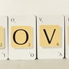 LOVE  - Scrabble alphabet cards spelling LOVE 