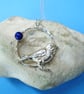 Fine silver bird pendant with lapis