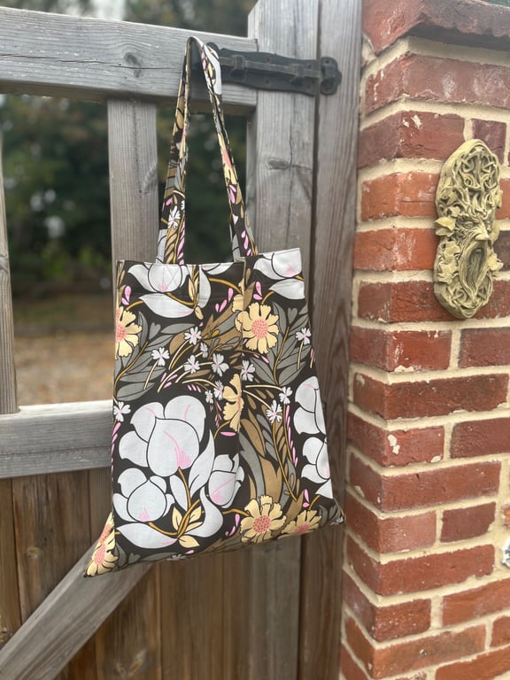 Vintage Soho Square cotton book bag shoulder straps reusable tote