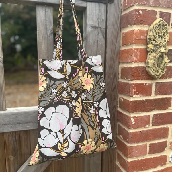 Vintage Soho Square cotton book bag shoulder straps reusable tote