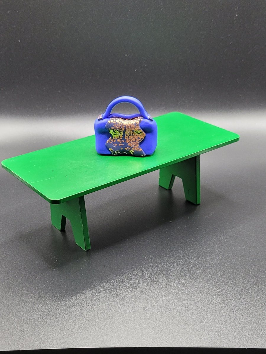 Polymer clay miniature handbag 112 scale miniature novelty gift with gold leaf d