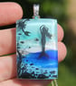 Dichroic Glass Mermaid Necklace: Fused Glass Sea Landscape Pendant F8 - Image 2