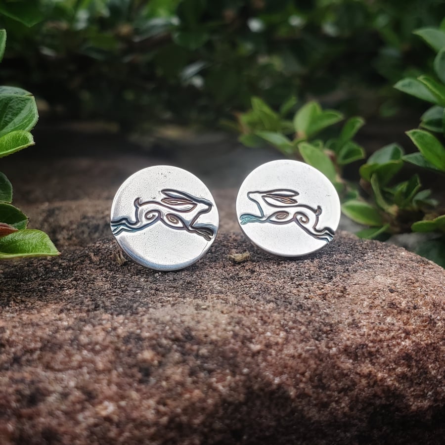Leaping Hare Ear studs