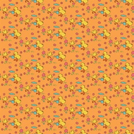 Fat Quarter Toy Chest Chicks on Orange Nursery Sewing Cotton Quilting Fabric