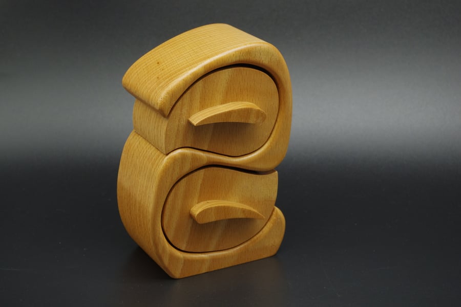 Handmade Wooden Trinket, Jewel Box. With Secret Drawer. 