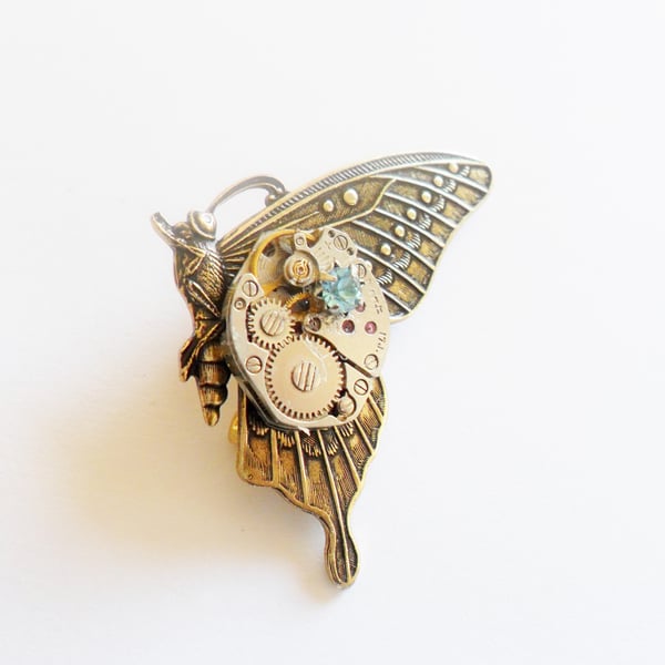  Steampunk Mechanical Butterfly Brooch Vintage Watch Movement