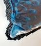 Cushion cover envelope style printed velvet blue flower and polkadot. - Image 7