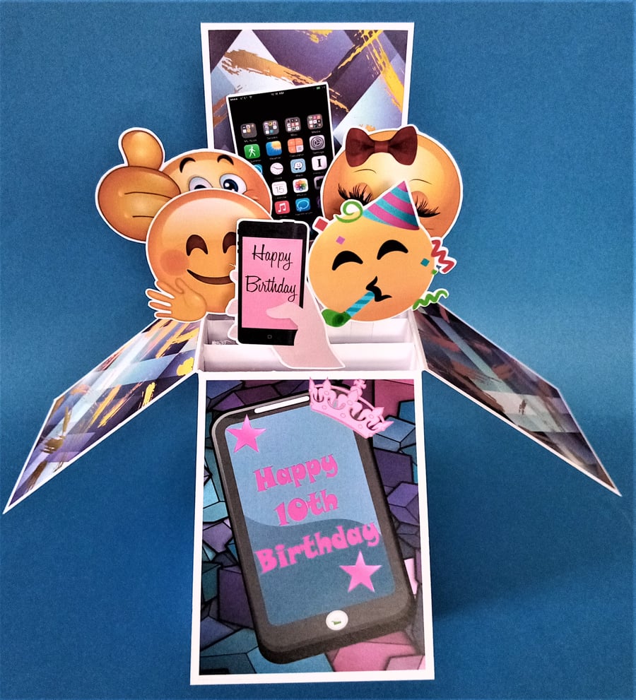 Girls 10th Birthday Card with Mobile Phones