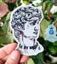 Michelangelo`s David holographic waterproof vinyl sticker, 8cm tall.
