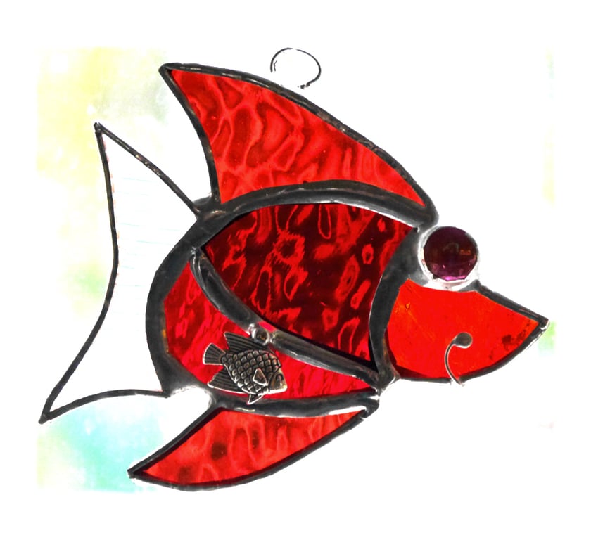 Fish Suncatcher Stained Glass Red