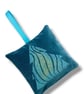 Velvet Lavender Sachet, Hand Printed Lavender Bag, Christmas Tree Ornament  - Image 3