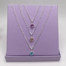 Girls Sterling Silver Birthstone Necklace