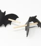 Black leather bat hair barrette - Image 4