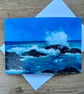 Waves crashing on rocks card