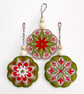 Folk Art Embroidered Christmas Decorations