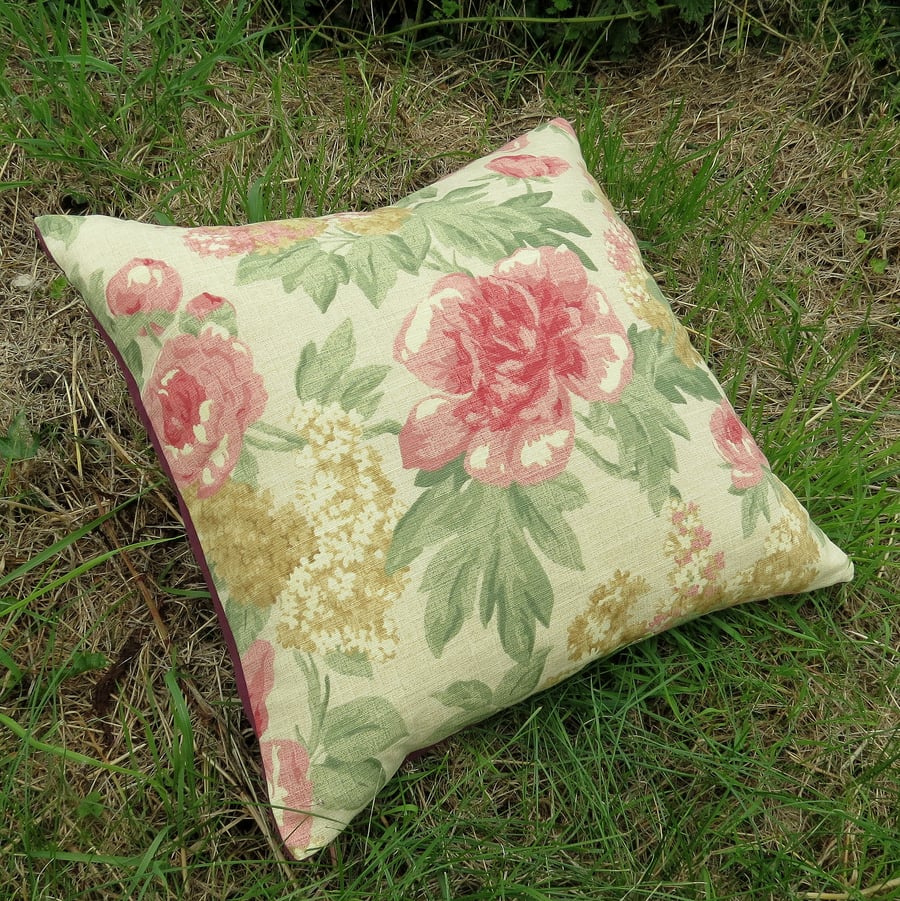 Floral Cushion. A cushion complete with feather pad.  Full Bloom.  52cm x 52cm.