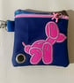 Ballon dog, Embroidered Poo bag dispenser. - Blue & Pink