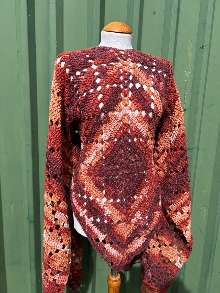 Autumn Ruana Wrap in Soft Wool Yarn