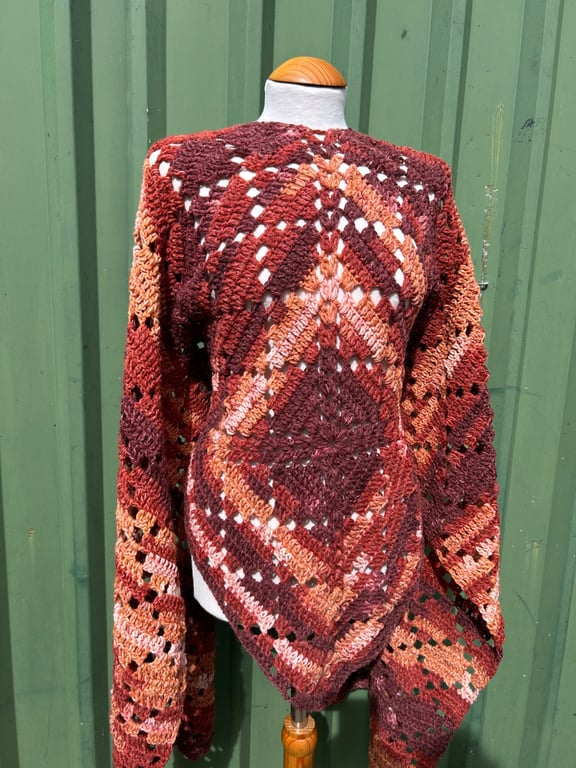 Autumn Ruana Wrap in Soft Wool Yarn