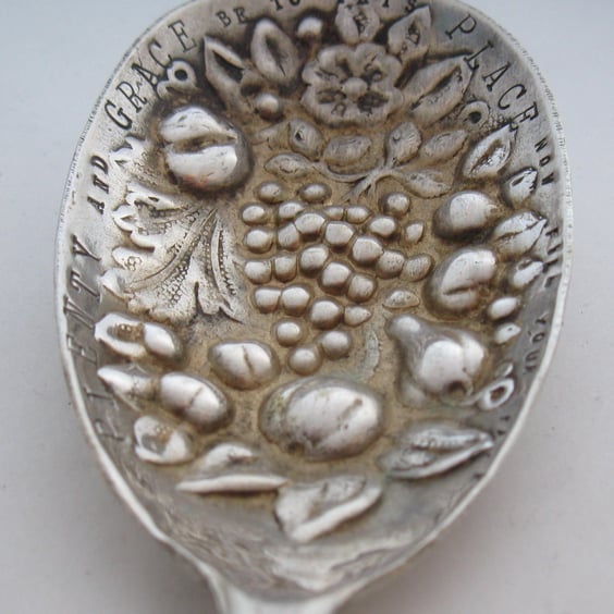 Plenty and Grace Spoon, Vintage Handstamped Berry Spoon