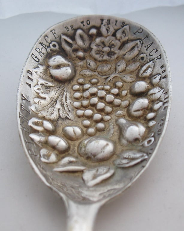 Plenty and Grace Spoon, Vintage Handstamped Berry Spoon