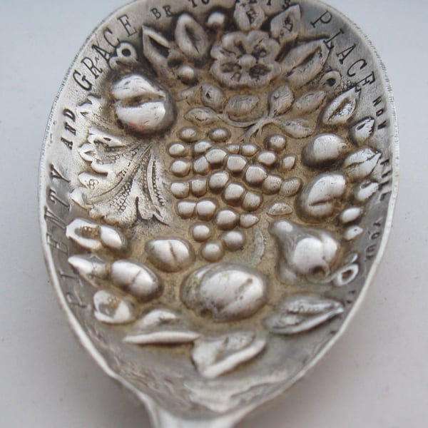 Plenty and Grace Spoon, Vintage Handstamped Berry Spoon