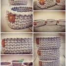 Crochet Cord Basket: Oval Storage Baskets, Home Decor