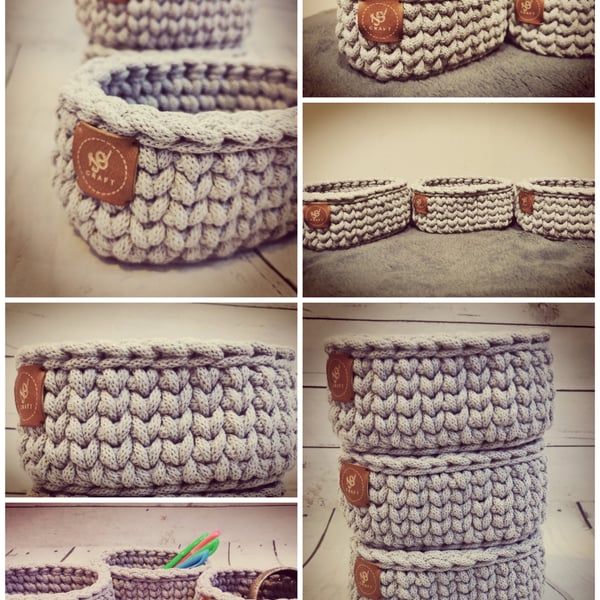 Crochet Cord Basket: Oval Storage Baskets, Home Decor