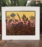 Wildflowers – Original Hand-Carved Multi-Block Lino Print OE2