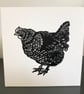 Little maran hen lino print greetings card - Image 5