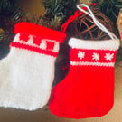 Pair of Knitted Christmas Stocking decorations 