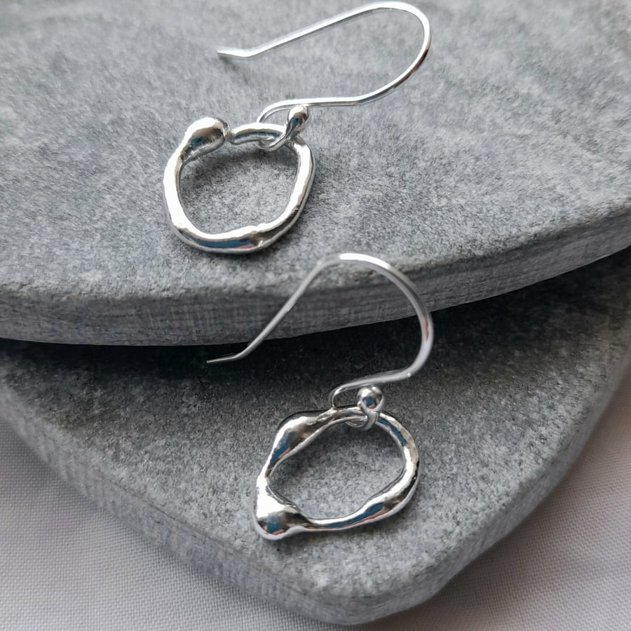 Hoop Earrings Argentium Silver Earrings Not Quite Round