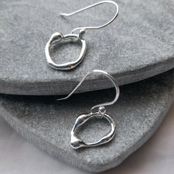 Hoop Earrings Argentium Silver Earrings Not Quite Round