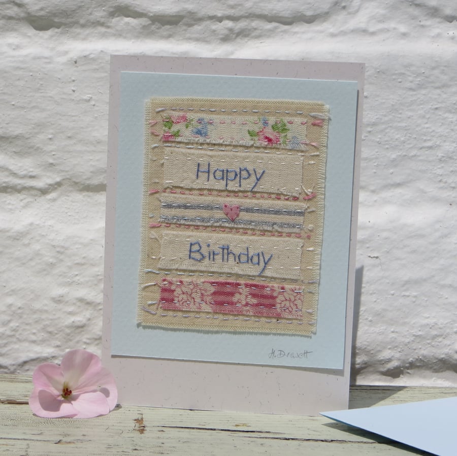 Happy Birthday , hand-stitched, special little card to keep!