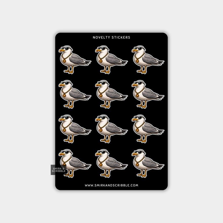 Funny Vinyl Sticker Sheet For Adults - Seagull