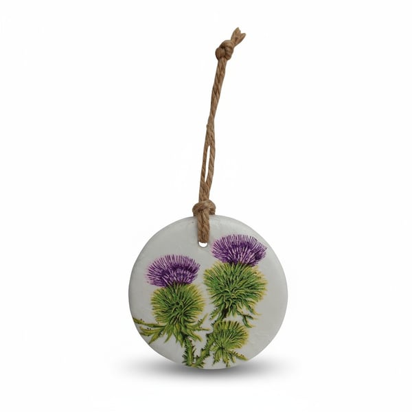 Scottish Thistles Round Hanging Aromatherapy Diffuser Ornament
