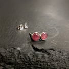 Sterling Silver Hazy Pink Tourmaline STUD Earrings, Handamde Urban Jewellery