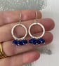 Sapphire Gemstone Super Disco Ruffle Silver Circle Earrings - Image 1