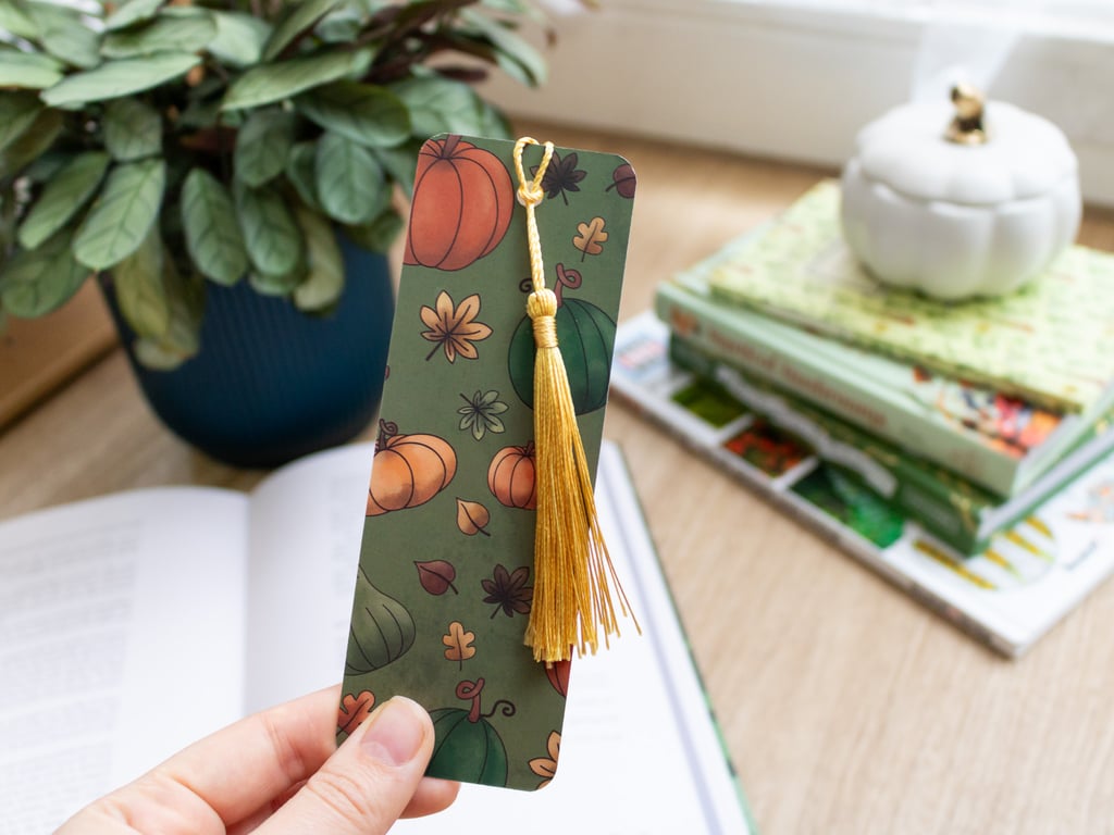 Pumpkin & Leaves Bookmark with Tassel