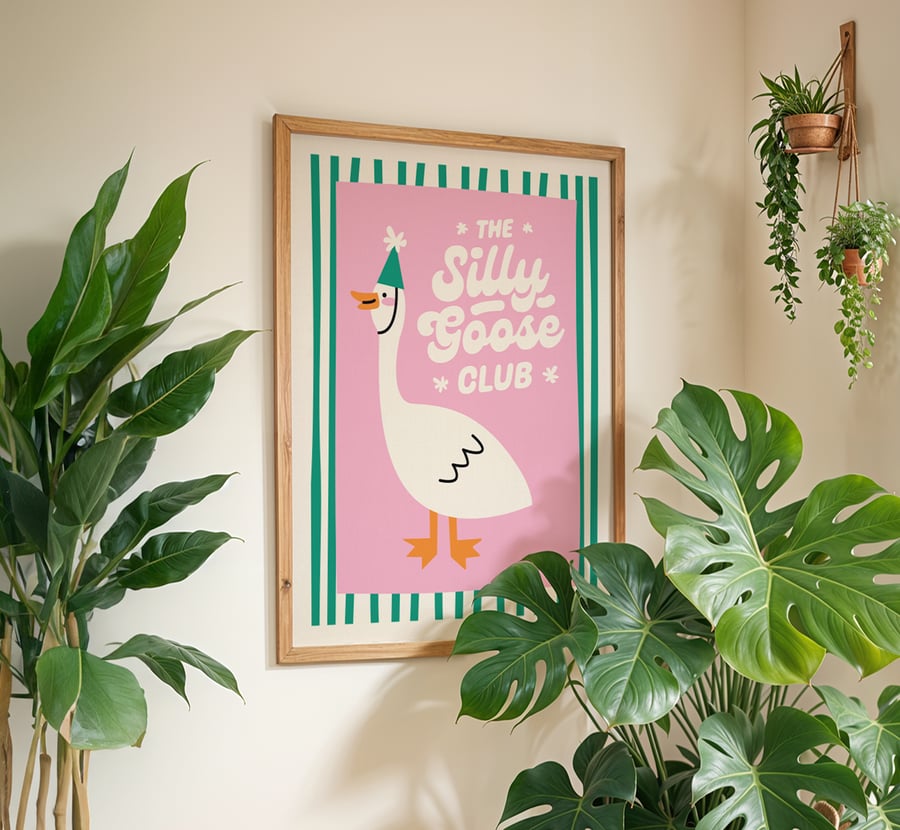 Silly Goose Club - Funny Quote Print New Home Gift Unframed Canvas Print 