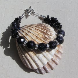 Blue Goldstone Gemstone Crystal Chakra Bracelet "Blue Moon"