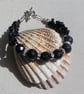 Blue Goldstone Gemstone Beaded Bracelet "Blue Moon"