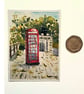 Original ACEO Miniature Watercolour Painting Classic K6 Telephone Box Tavistock - Image 4
