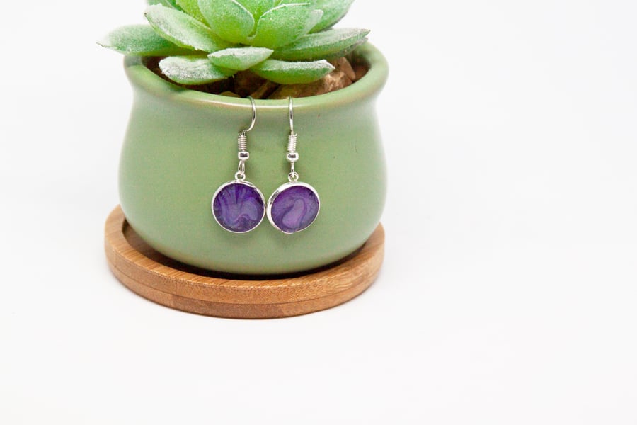 Purple Aurora irridescent Bomb Earrings 